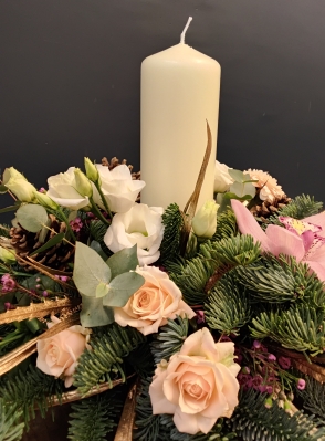 Christmas Pillar Candle Table Arrangement