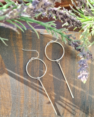 Long Circle and Line Earrings