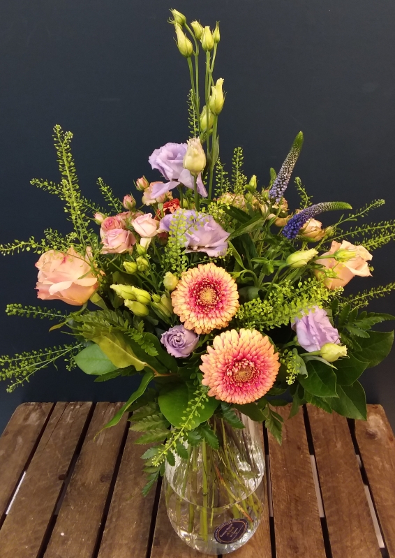 Peach and Lilac Blooms Vase