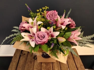 Pink Lily and Rose Bouquet